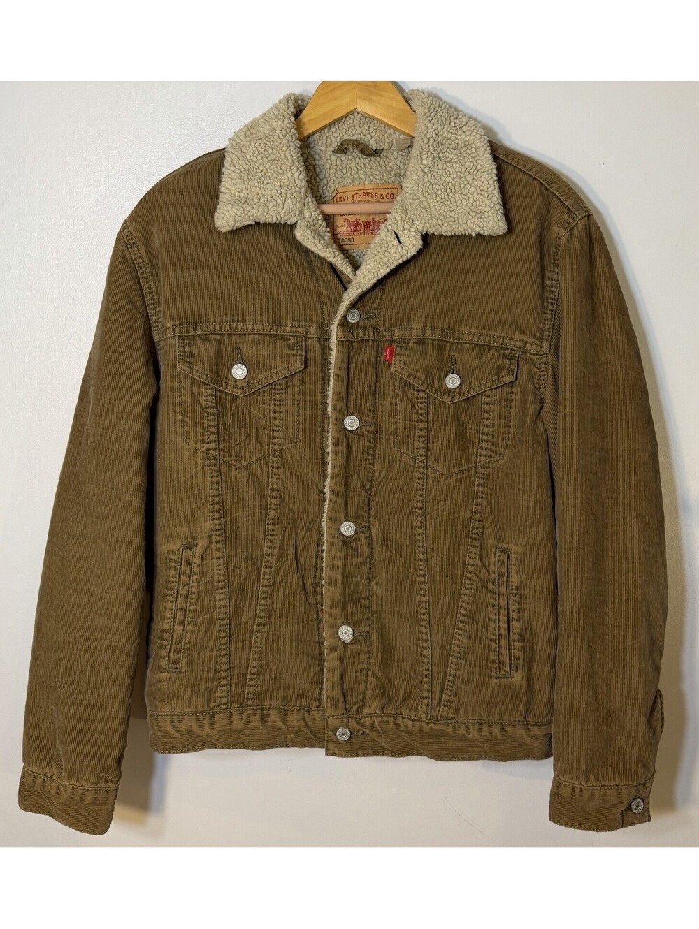 VTG Levi’s 70598 Corduroy Sherpa Lined Trucker Jacket Brown Men’s Medium Gorpcor